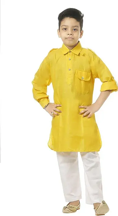 HRR Boys Pathani Suit in 100 % Cotton ( Kurta + Pyjamas )