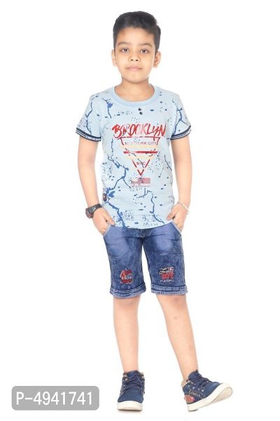 Hrr brooklyn Halfsleeve Cotton Tshirt with denim jeans for boys-thumb0