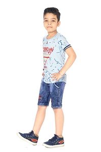 Hrr brooklyn Halfsleeve Cotton Tshirt with denim jeans for boys-thumb1