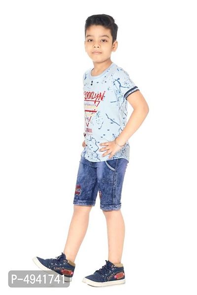 Hrr brooklyn Halfsleeve Cotton Tshirt with denim jeans for boys-thumb2