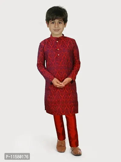 Classic Cotton Blend Printed Kurta set for Kids Boys-thumb0