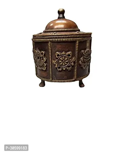 NIM Antique Table showpiece Box with 8 Lucky Sign Brown Color-thumb0