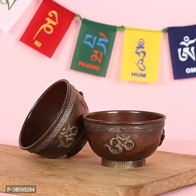 NIM Copper Antique Finish Bowl Pair with 3 Om Sign Highlighted can be Used for Pooja and Table Decoration Item