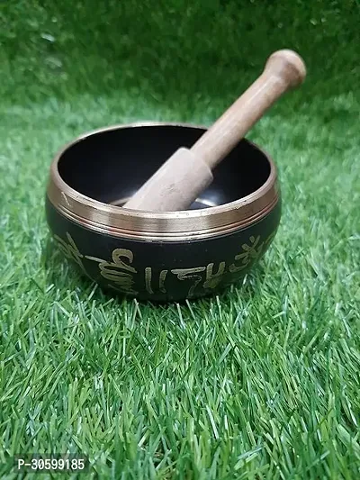 NIM Brass black color antique finish singing bowl with padme om maani mantra written outside size=10cm,10cm,6cm-thumb0