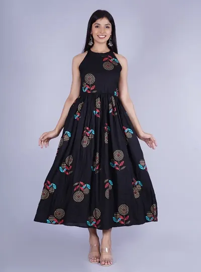 Trendy Rayon Printed Maxi Dress