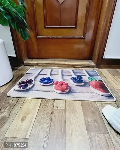 A Cube Luxury Solution Natural Jute Doormat, Anti-Skid PVC Printed Rug with Fruit Imprint in Multicolor for Indoor, Outdoor, Home and Office 40 x 60cm (Grey)