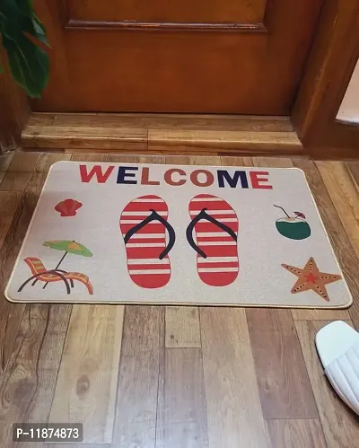 A Cube Luxury Solution Natural Jute Doormat, Anti-Skid PVC Printed Rug Witth Welcome Imprint in Multicolor for Indoor, Outdoor, Patio, Home and Office 40 x 60cm (Red)-thumb0
