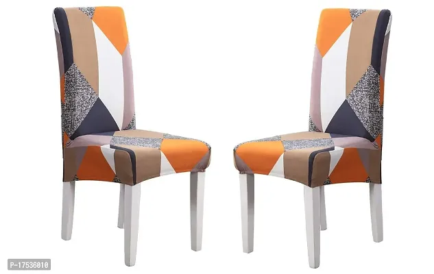 Stretchable Printed Removable Washable Elastic Dining Chair Covers Pack Of 2-thumb0