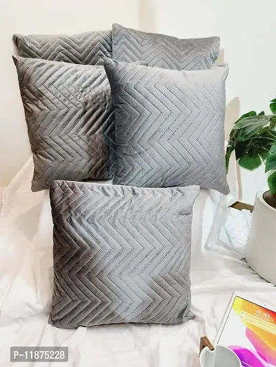 A Cube Luxury Solution Velvet Soft Solid Decorative Pillow Cushion Covers, Covers Only (16 x 16 Inch, Grey)
