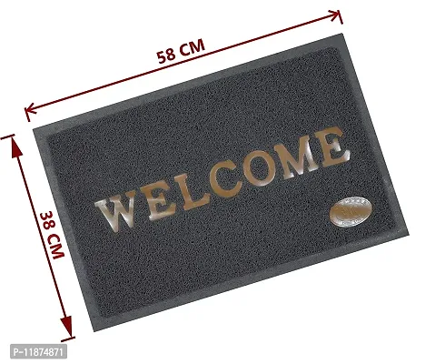 A Cube Luxury Solution Rubber Door Mat|Anti Slip  Durable Material|Welcome Print for Home Entrance, Office, Shop (Grey)-thumb3
