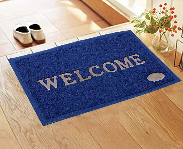 WONDERLOOK Dust Remover Soft PVC Anti Slip Welcome Door Mat for Offices, Hotel, Restaurant, Home, Shop (38x58 cm, Black)