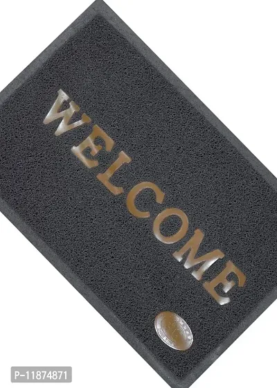 A Cube Luxury Solution Rubber Door Mat|Anti Slip  Durable Material|Welcome Print for Home Entrance, Office, Shop (Grey)-thumb4