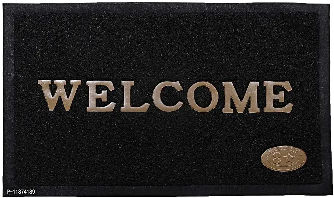 A Cube Luxury Solution Rubber Door Mat|Anti Slip  Durable Material|Welcome Print for Home Entrance, Office, Shop (Black)-thumb0