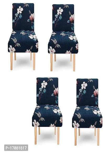 Stretchable Printed Dining Chair Covers Removable Washable Elastic Short Dining Chair Seat Case Protector  Slipcovers Pack Of 4 Pcs-thumb0