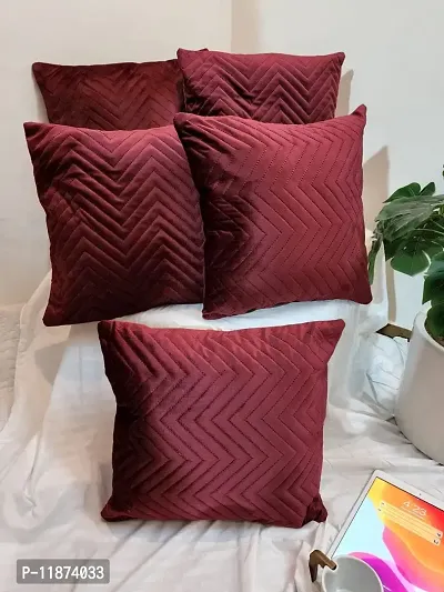 A Cube Luxury Solution Velvet Soft Solid Decorative Pillow Cushion Covers, Covers Only (16 x 16 Inch, Maroon)