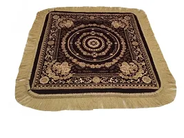 Velvet Multipurpose Decorative Sitting Prayer Mat/Aasan/Pad/Sedge for Pooja, Yoga, Dinner (2 Ft X 2 Ft) (Coffee)-thumb3