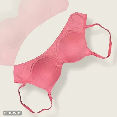 Stylish Peach Cotton Solid Bras For Women-thumb0