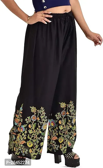 Stunning Black Cotton Printed Palazzo For Women-thumb0