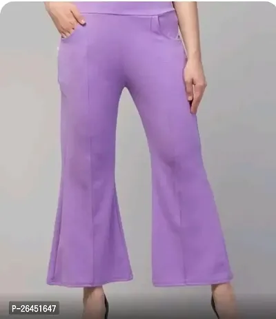Elegant Purple Lycra Solid Trousers For Women