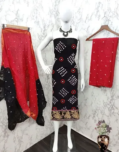 Bridal Wear Cotton Bandhani Printed Dress Material