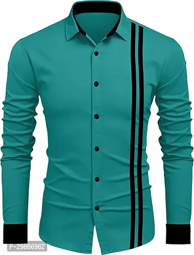 Stylish Cotton Blend Long Sleeves Shirt For Men-thumb0