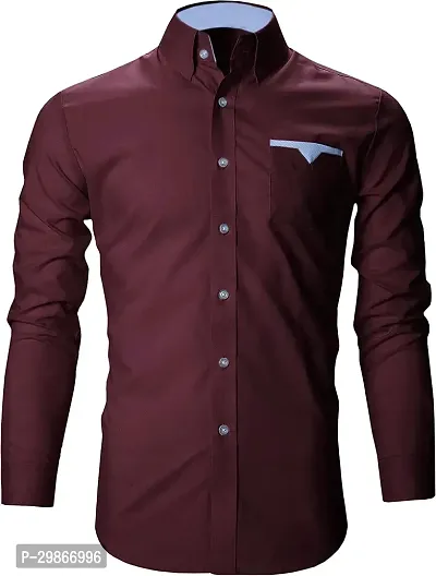 Stylish Cotton Blend Long Sleeves Shirt For Men-thumb0