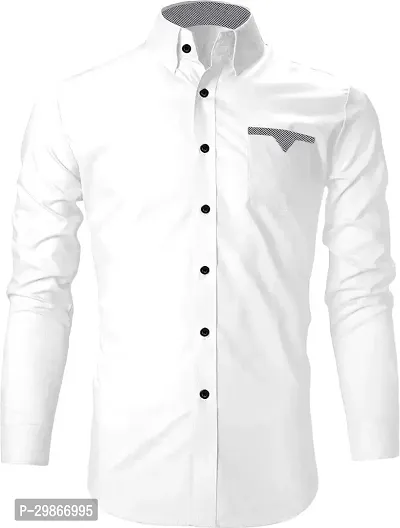 Stylish Cotton Blend Long Sleeves Shirt For Men-thumb0