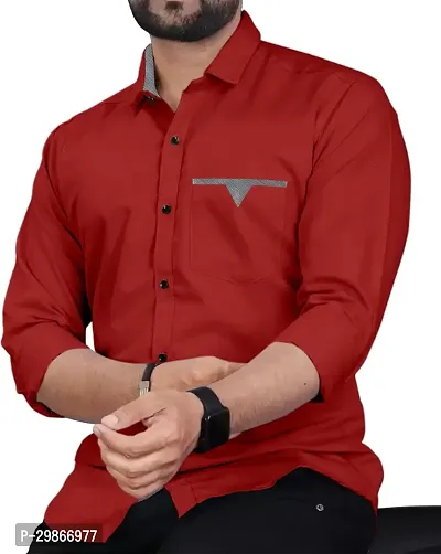 Stylish Cotton Blend Long Sleeves Shirt For Men-thumb0