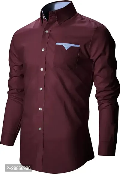 Stylish Cotton Blend Long Sleeves Shirt For Men-thumb3