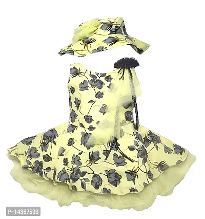 GR Fashion Baby Girls Party Dress with Hat (Lemon, 6-9 Months)