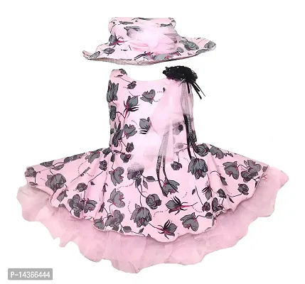 GR Fashion Baby Girls Party Dress with Hat (Pink, 6-9 Months)