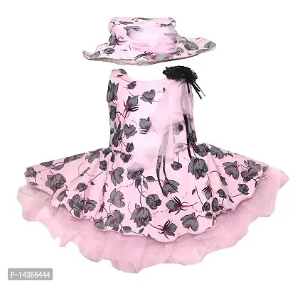 GR Fashion Baby Girls Party Dress with Hat (Pink, 6-9 Months)-thumb0