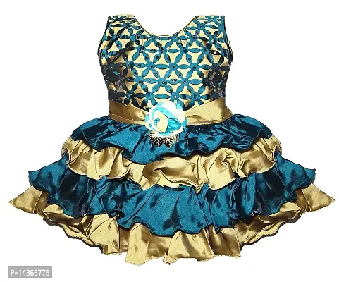 GR Fashion Baby Girls Dress-E (Blue, 6-9 Months)