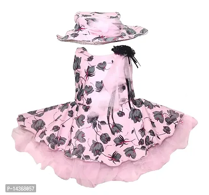 GR Fashion Baby Girls Party Dress with Hat (Pink, 9-12 Months)