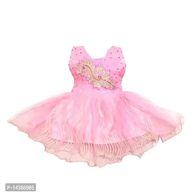 RG Collection Embellished, Self Design Baby Girls Dress (Pink, 0-3 Months)