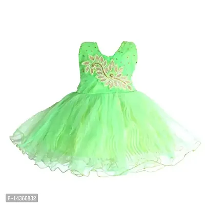 RG Collection Embellished, Self Design Baby Girls Dress (Green, 0-3 Months)