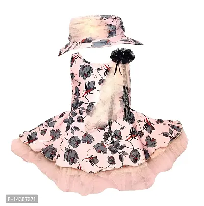 GR Fashion Baby Girls Party Dress with Hat (Peach, 9-12 Months)