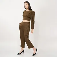 Veecchi Women Crop Top and Bottom Set Co ord Set for Women (3XS, Brown)-thumb4