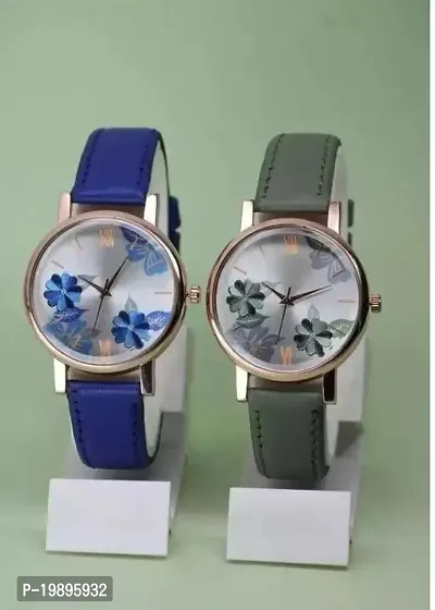 Stylish Multicoloured Metal Analog Watches For Women Pack Of 2-thumb0