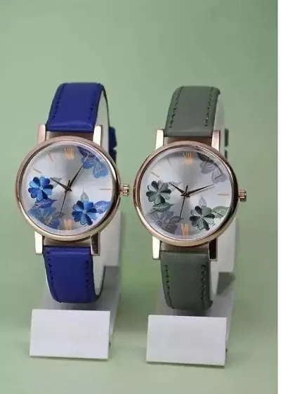 Stylish Synthetic Leather Analog Watches For Women Pack Of 2