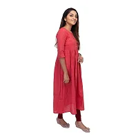 RANU Stylish Women's Cotton Kurta Anarkali for Girls Printed Dress Material Size S to 5XL Orange-thumb2