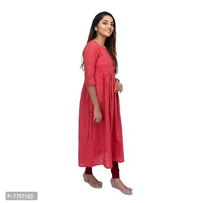 RANU Stylish Women's Cotton Kurta Anarkali for Girls Printed Dress Material Size S to 5XL Orange-thumb3