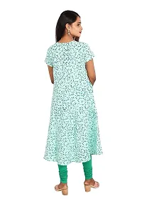 RANU Women's 100% Cotton Semi Anarkali Short Sleeve Kurta Tops for Girls Regular Top Dress Material Size S to XXL Green Color (XL, Green)-thumb2