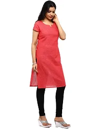 RANU Stylish Women's Cotton Dobby Short Sleeve Kurta Top for Girls Printed Dress Material Size XS to 5XL Orange-thumb1