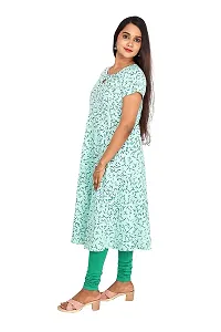 RANU Women's 100% Cotton Semi Anarkali Short Sleeve Kurta Tops for Girls Regular Top Dress Material Size S to XXL Green Color (2XL, Green)-thumb3