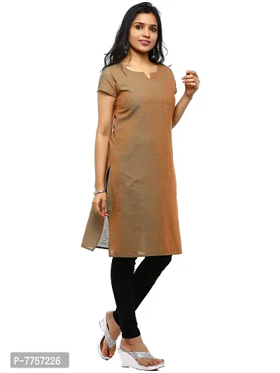 RANU Stylish Women's Cotton Dobby Short Sleeve Kurta Top for Girls Printed Dress Material Size XS to 5XL Mustard Golden Color-thumb4