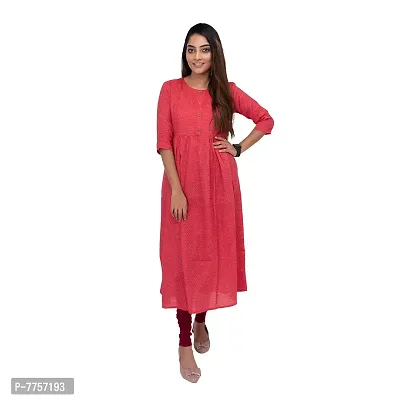 RANU Stylish Women's Cotton Kurta Anarkali for Girls Printed Dress Material Size S to 5XL Orange-thumb0