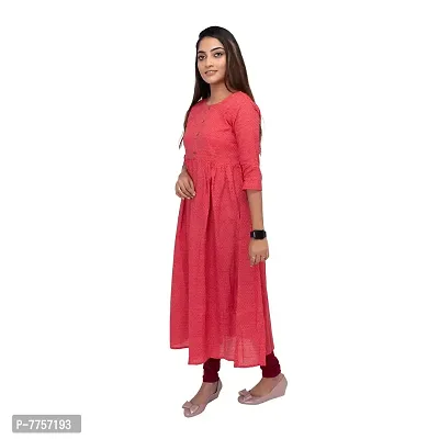 RANU Stylish Women's Cotton Kurta Anarkali for Girls Printed Dress Material Size S to 5XL Orange-thumb4