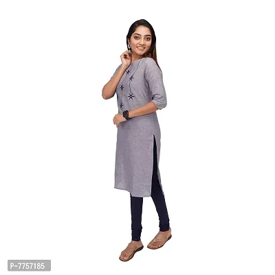 RANU Stylish Women's Cotton Kurta Straight for Girls Embroidered Dress Material Size S to 5XL Grey-thumb3