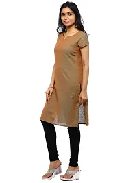 RANU Stylish Women's Cotton Dobby Short Sleeve Kurta Top for Girls Printed Dress Material Size XS to 5XL Mustard Golden Color-thumb1